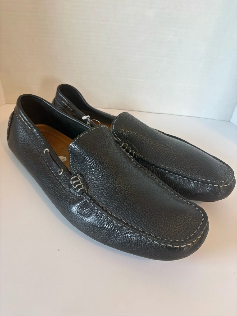 14th & Union Black Pebbled Leather Slip-On Driving Loafers Excellent Condition